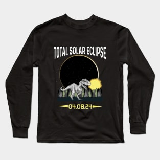 T-rex Solar Eclipse 2024 Long Sleeve T-Shirt